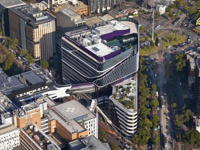 An aerial view of the Victorian Comprehensive Cancer Centre