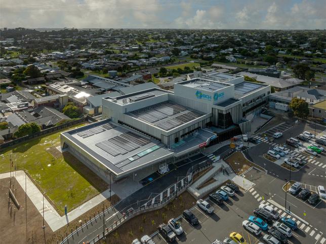 Aerial photo of the exterior and car park of the Wonthaggi Hospital