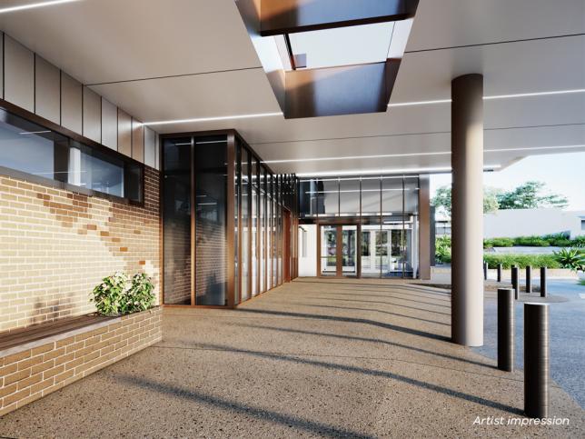 Artist’s impression of the area under the entrance canopy at Wonthaggi hospital.