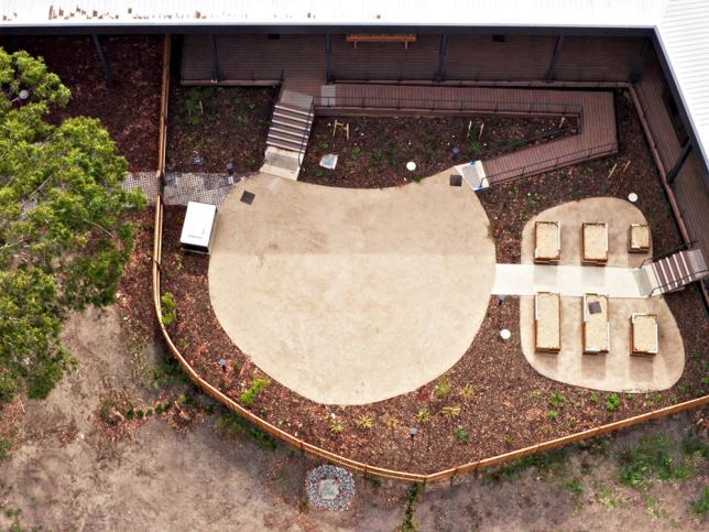 A courtyard seen from the air