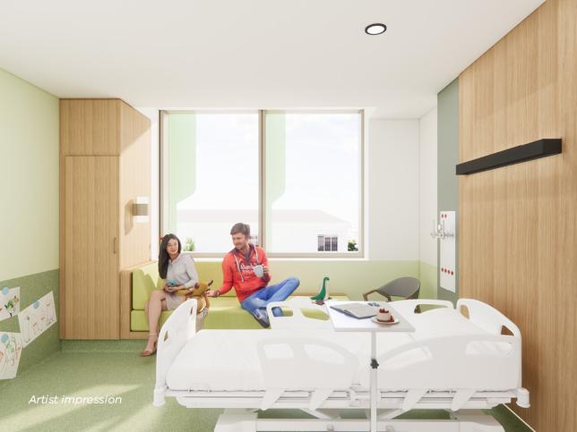 Artist impression of adolescent inpatient room at Barwon Women's and Children's