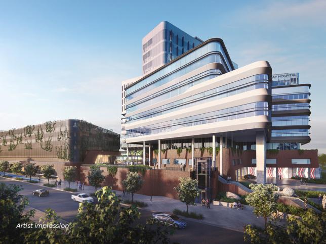 Artist impression of the southern facade of the new Footscray Hospital