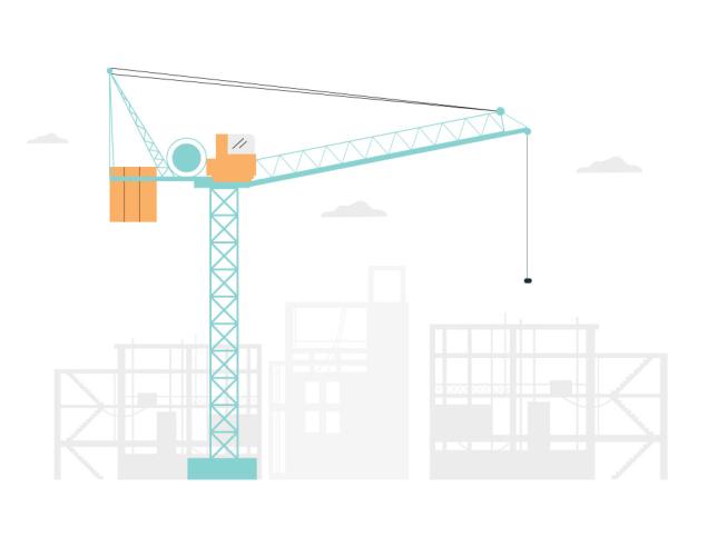 Illustration of tower crane being dismantled