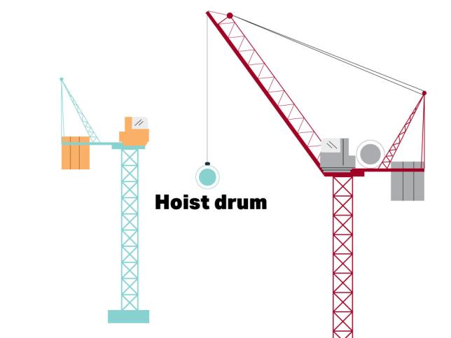 Illustration of tower crane being dismantled