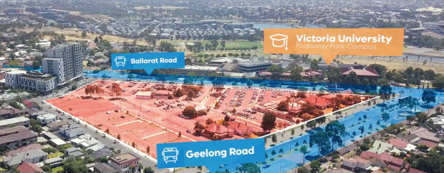 An aerial view of the New Footscray Hospital site