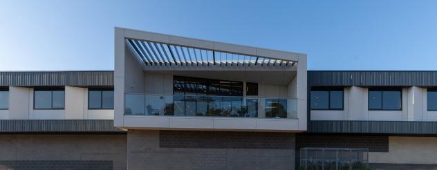 View of the exterior balcony area at Golden Oaks Nursing Home