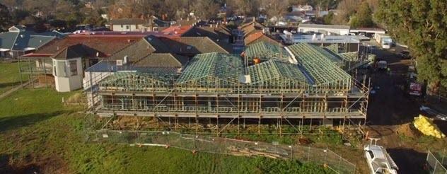 Aerial view of the Creswick Nursing Home under construction in July 2020