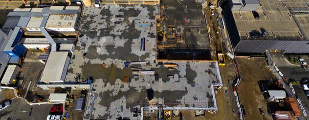 An aerial view of the construction site at Monash Medical Centre