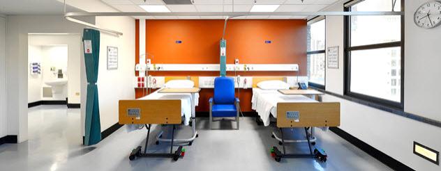 Two hospital beds in a room at St Vincent's on the Park 