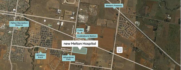 Aerial map of the site location of the new Melton Hospital