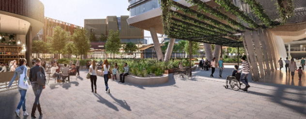 Artist's impression of a courtyard at the new Footscray Hospital