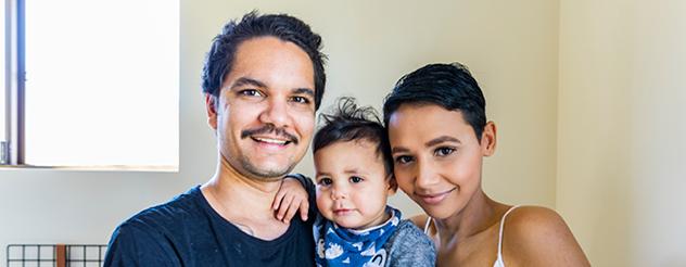 Parents looking after a child