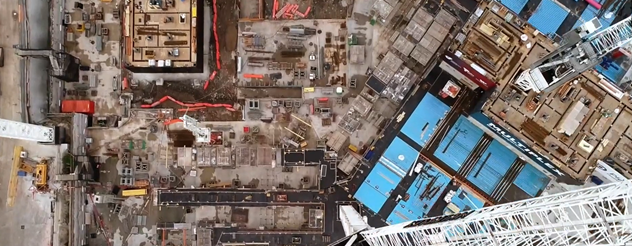 An arial view of a hospital construction site