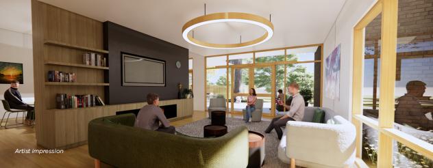 Artist impression of a lounge area at the Bendigo YPARC centre