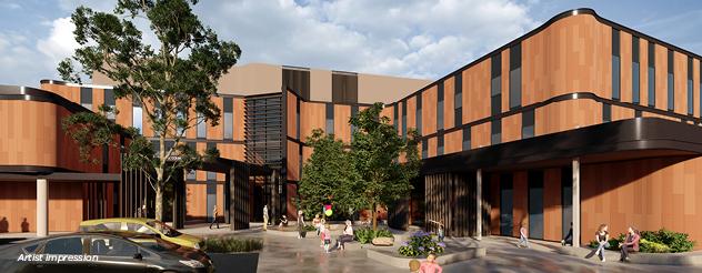 Artist impression of main entrance at Cranbourne Community Hospital