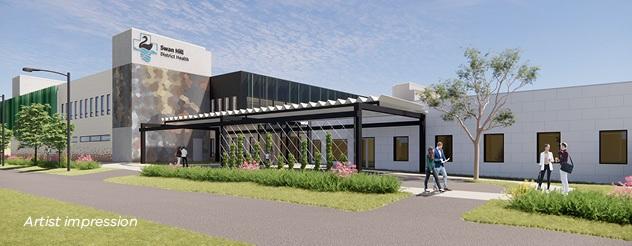 Artist impression of the street view of the Swan Hill emergency department redevelopment