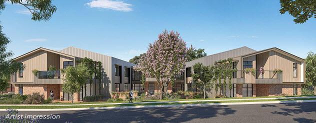 Artist impression showing the street view of the Camperdown aged care facility