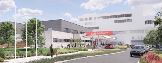 Artists impression of exterior of Werribee Mercy Hospital Emergency Department