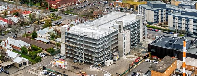 Aerial view of Ballarat Base Hospital under construction