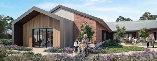 Artist impression of exterior of Mansfield District Hospital aged care development