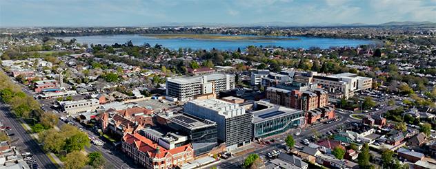 Aerial view of Ballarat Base Hospital